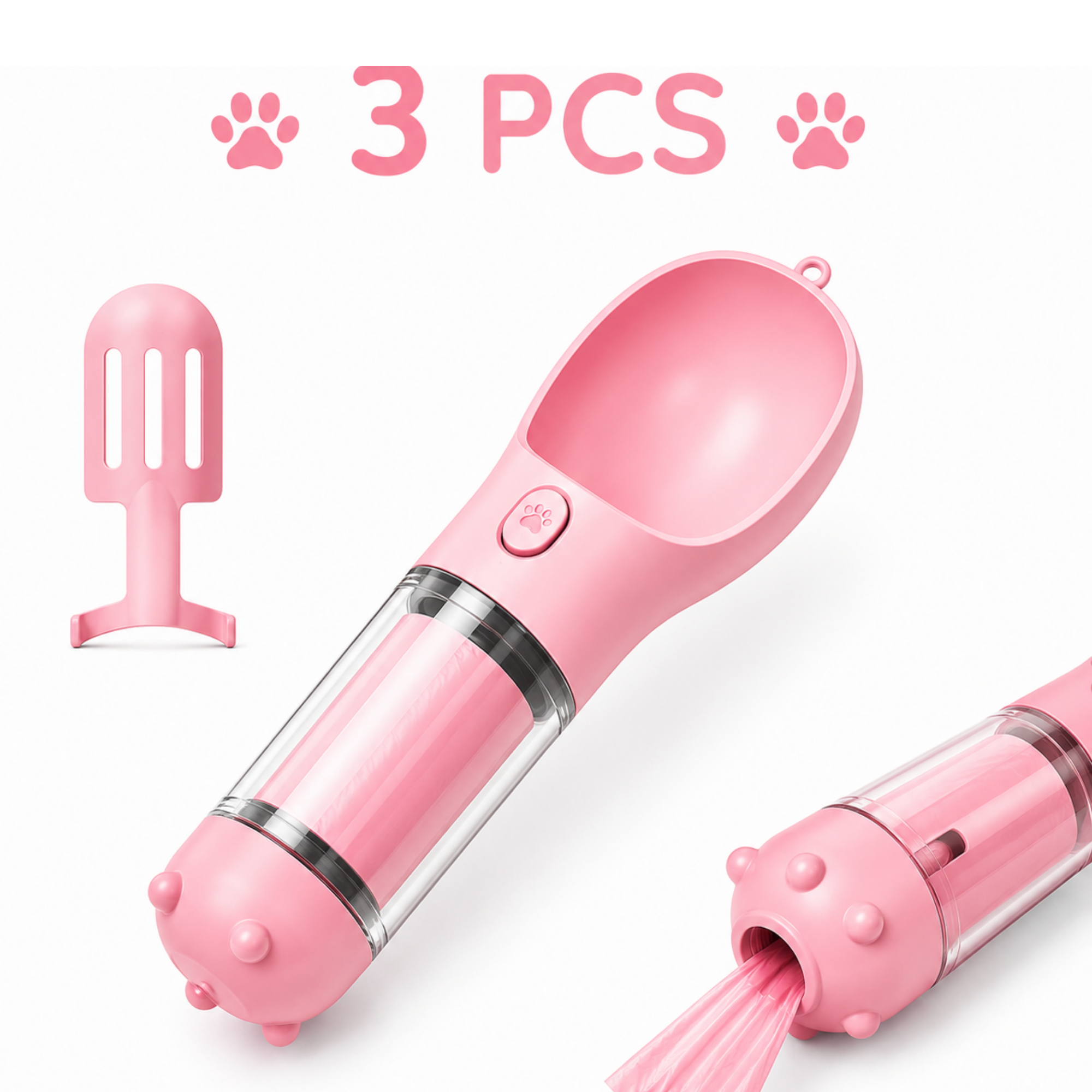 3-in-1 Portable Dog Water Bottle | Travel Bowl & Waste Bag Dispenser
