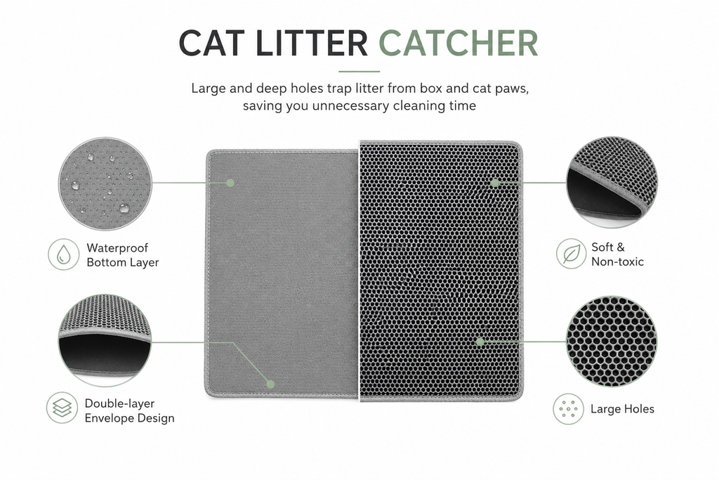 Waterproof Cat Litter Trapping Mat – Honeycomb Design